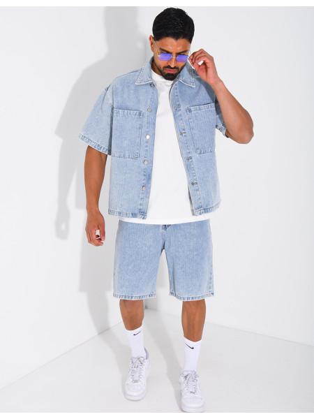 Ensemble en jeans short et chemise