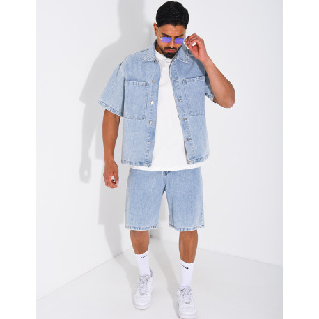 Ensemble en jeans short et chemise