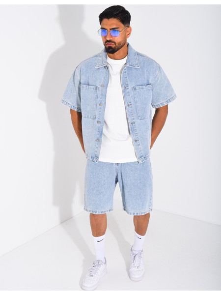 Ensemble en jeans short et chemise