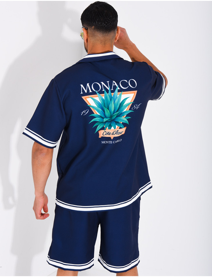 Ensemble short et chemise "Monaco Côte d'Azur"