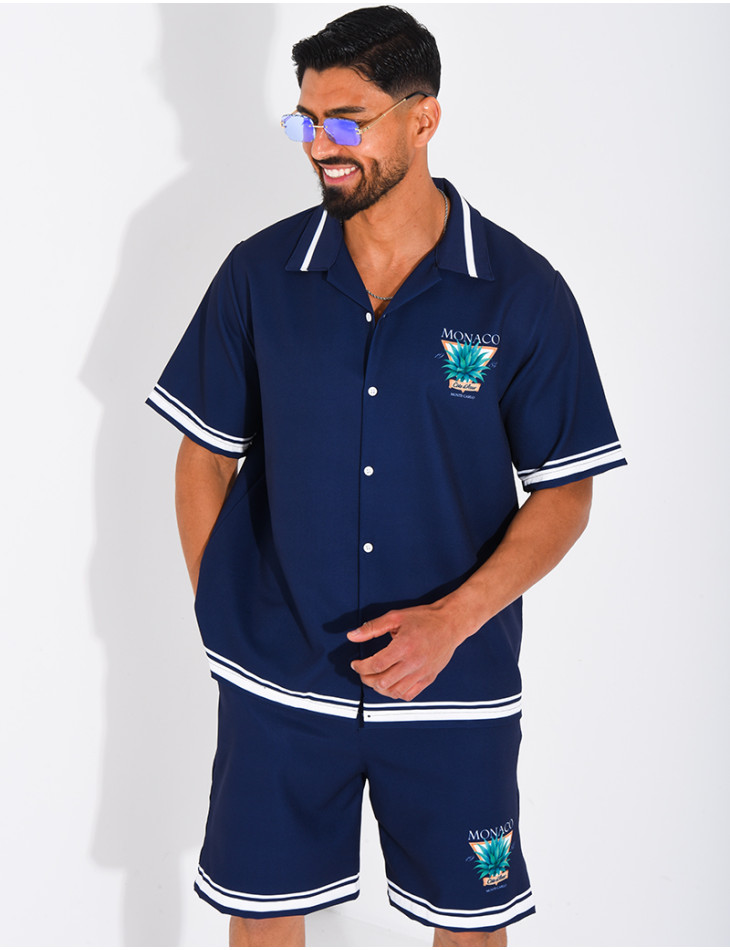 Ensemble short et chemise "Monaco Côte d'Azur"