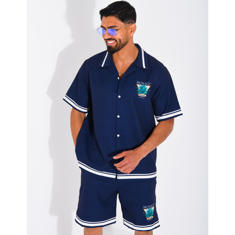 Ensemble short et chemise "Monaco Côte d'Azur"