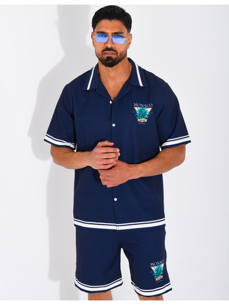 Ensemble short et chemise "Monaco Côte d'Azur"