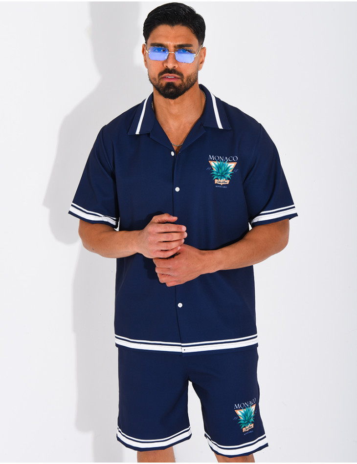 Ensemble short et chemise "Monaco Côte d'Azur"