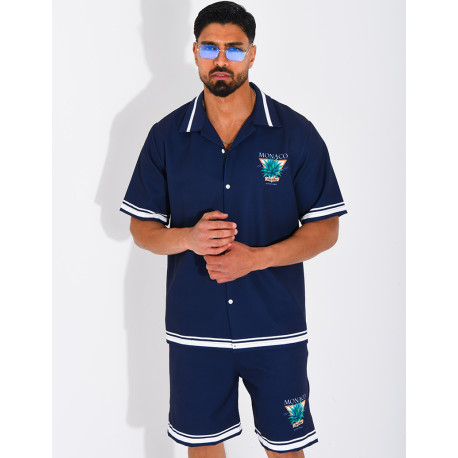 Ensemble short et chemise "Monaco Côte d'Azur"