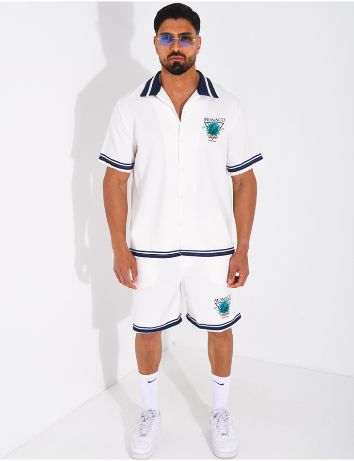 Ensemble short et chemise "Monaco Côte d'Azur"