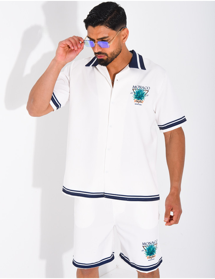 Ensemble short et chemise "Monaco Côte d'Azur"