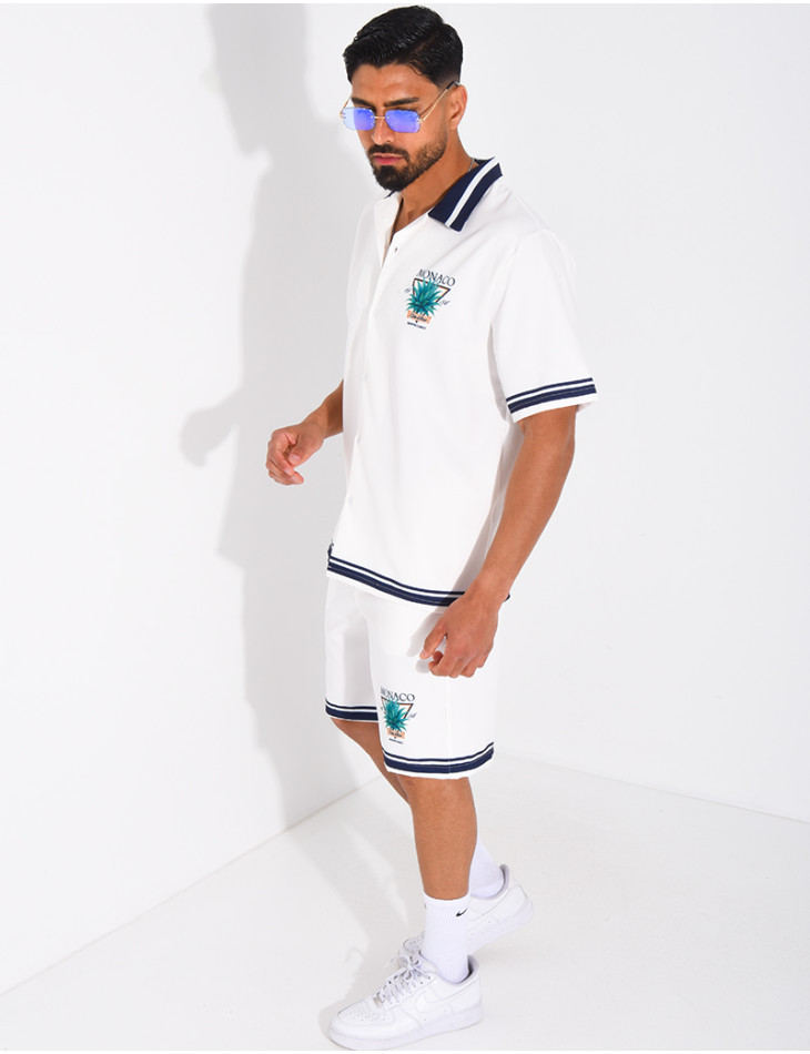 Ensemble short et chemise "Monaco Côte d'Azur"