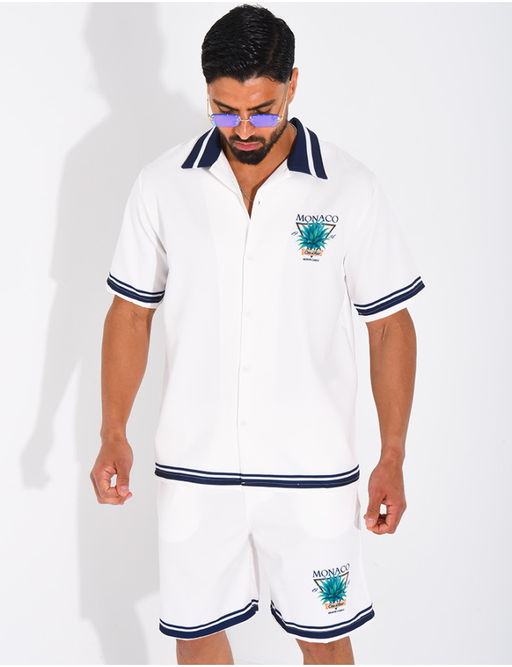 Ensemble short et chemise "Monaco Côte d'Azur"