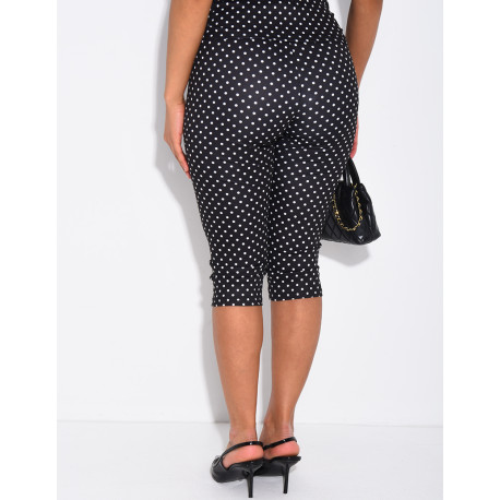 Legging style capri en tissu stretch à pois