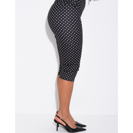 Legging style capri en tissu stretch à pois