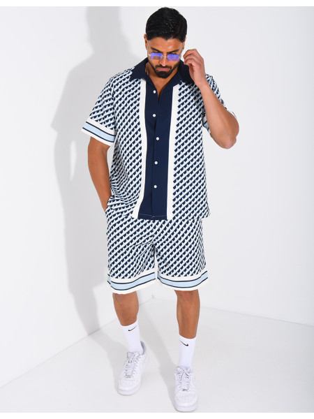 Ensemble short et chemise à motifs géométriques