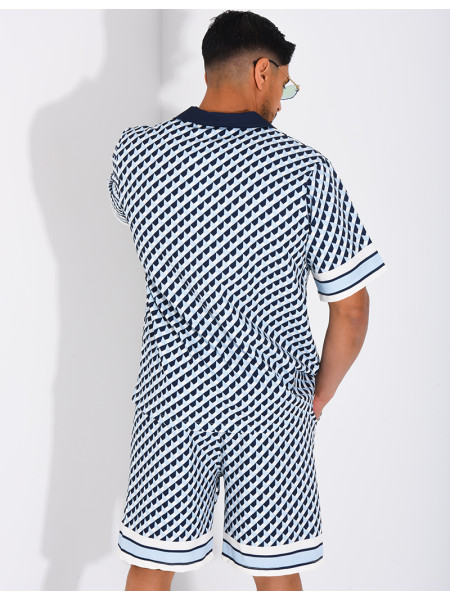 Ensemble short et chemise à motifs géométriques