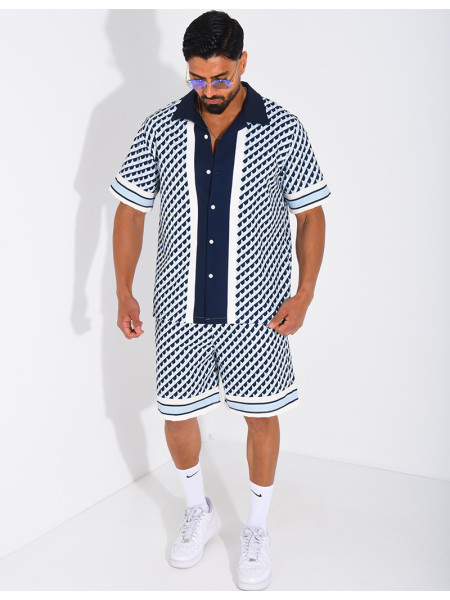 Ensemble short et chemise à motifs géométriques