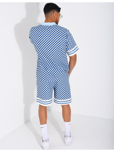 Ensemble short et chemise à motifs géométriques