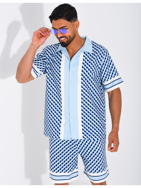 Ensemble short et chemise à motifs géométriques