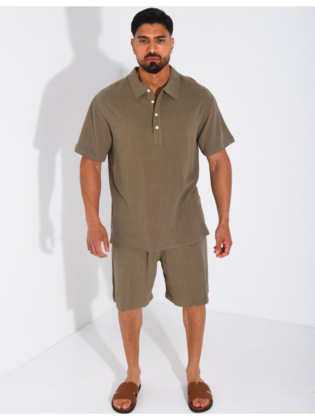 Ensemble en lin short et polo