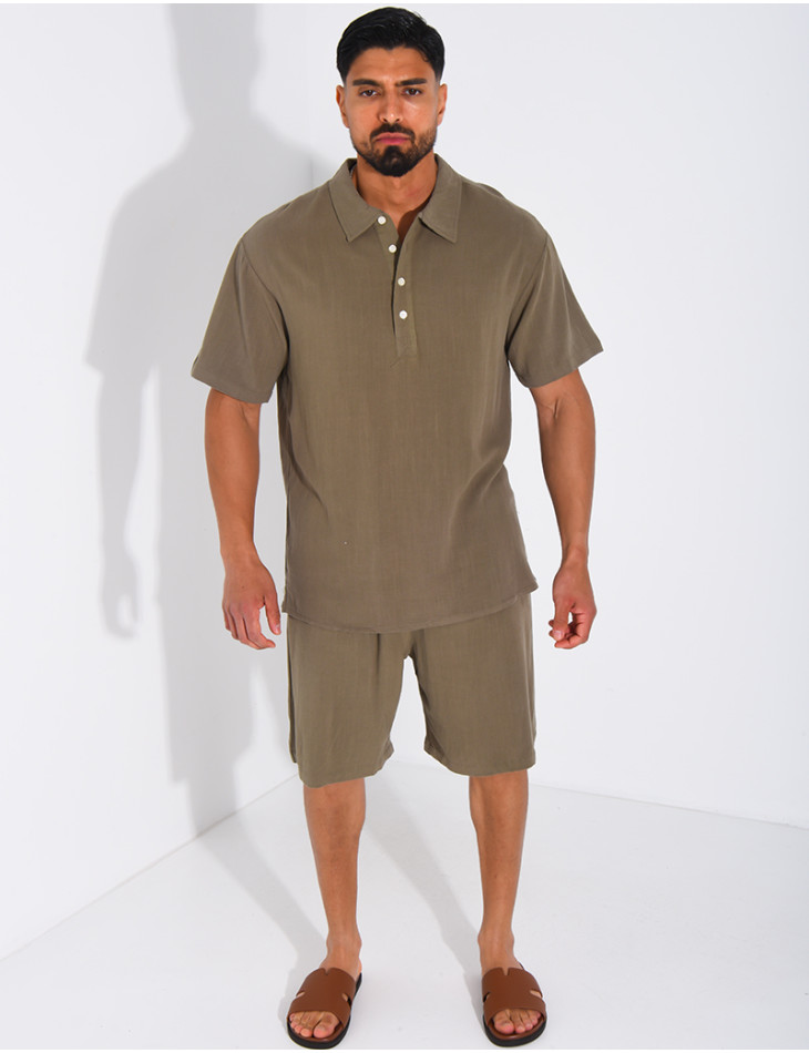 Ensemble en lin short et polo