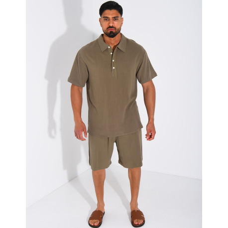 Ensemble en lin short et polo