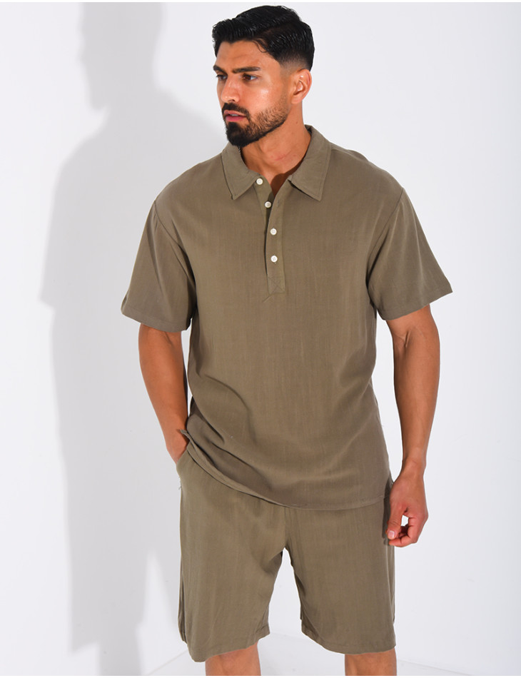 Ensemble en lin short et polo