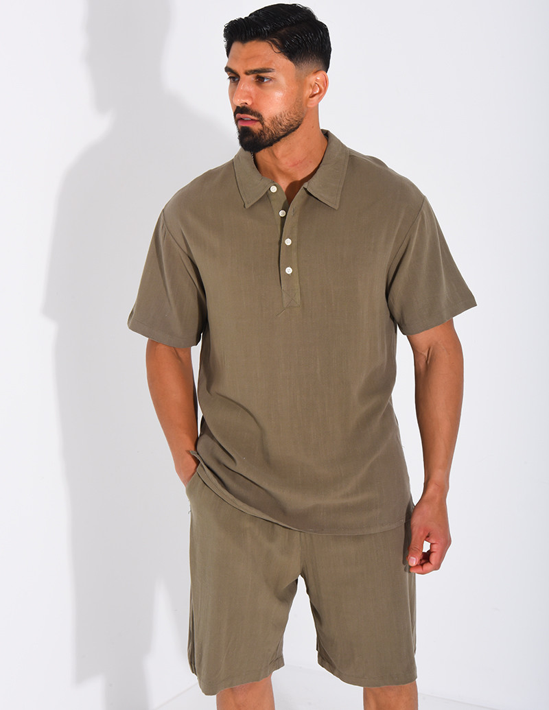 Ensemble en lin short et polo