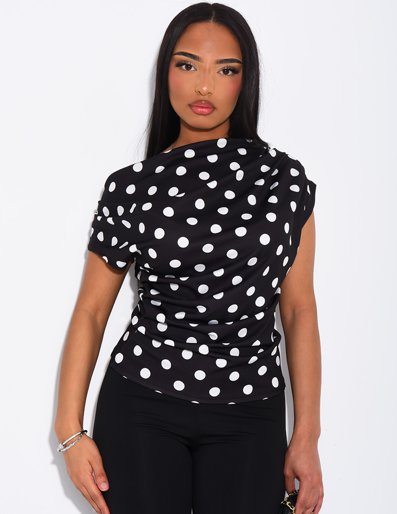 Top manches courtes froncé...