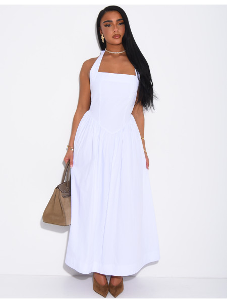 Long flared backless dress