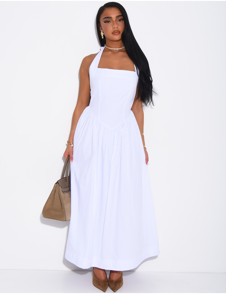 Long flared backless dress