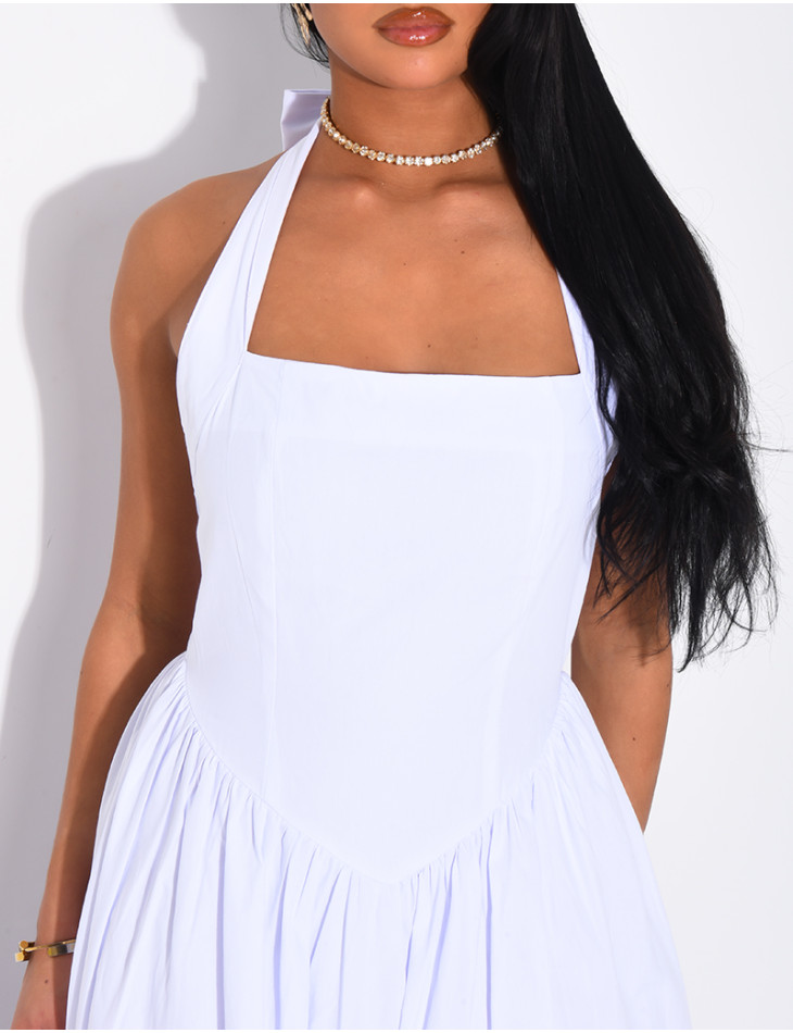 Long flared backless dress