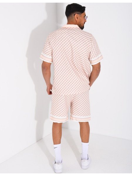 Ensemble short et chemise à motifs géométriques