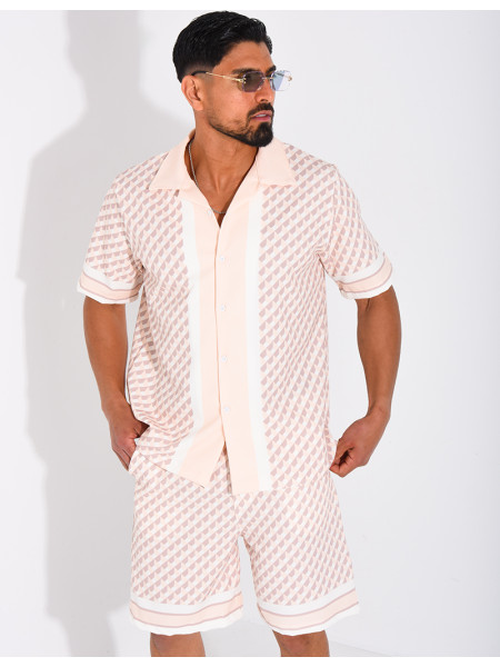 Ensemble short et chemise à motifs géométriques