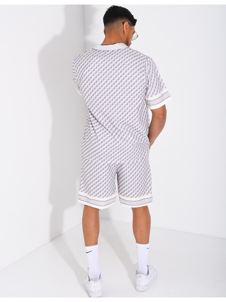 Ensemble short et chemise à motifs géométriques