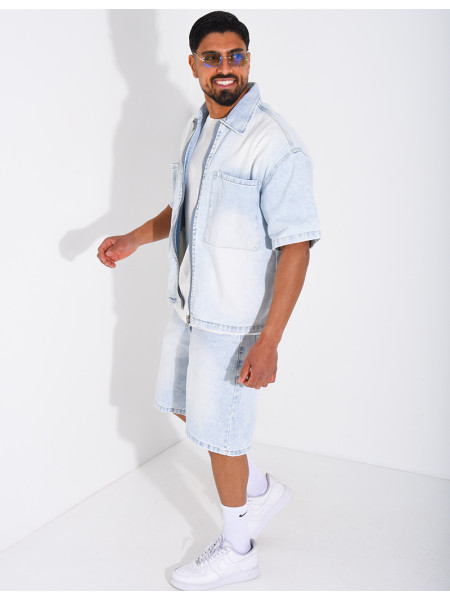Ensemble en jeans short et veste zippée