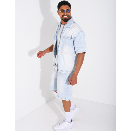 Ensemble en jeans short et veste zippée