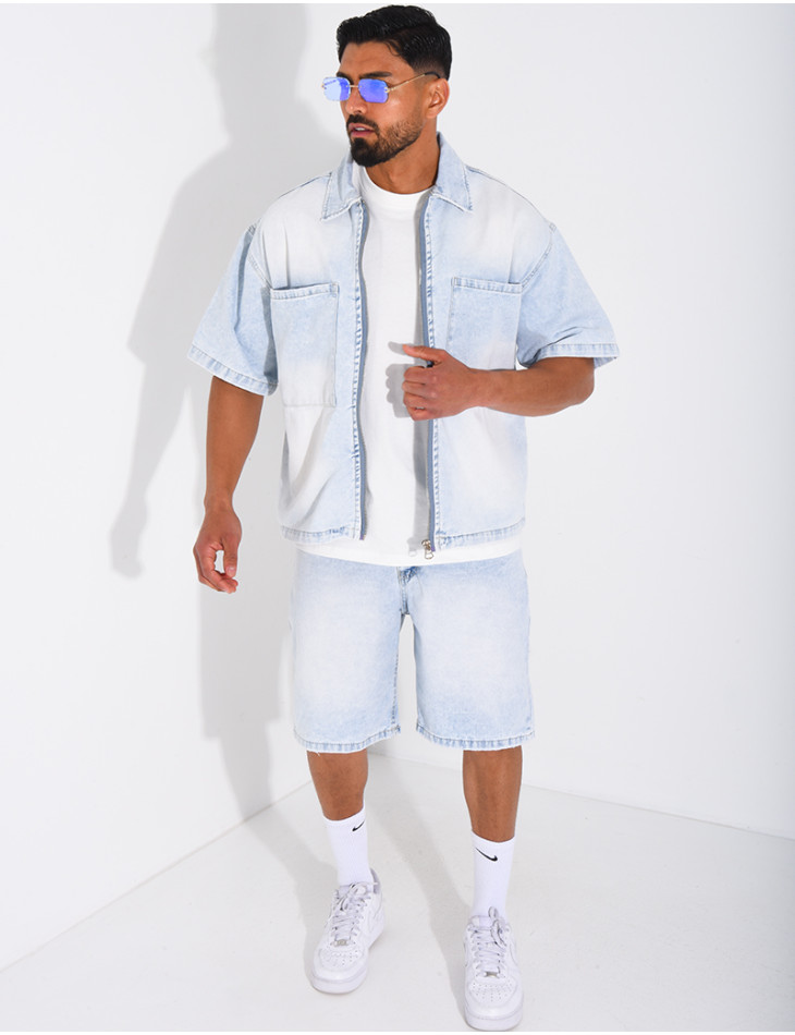 Ensemble en jeans short et veste zippée