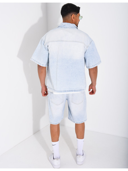 Ensemble en jeans short et veste zippée