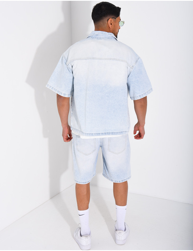 Ensemble en jeans short et veste zippée