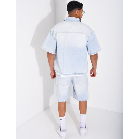 Ensemble en jeans short et veste zippée