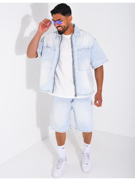 Ensemble en jeans short et veste zippée