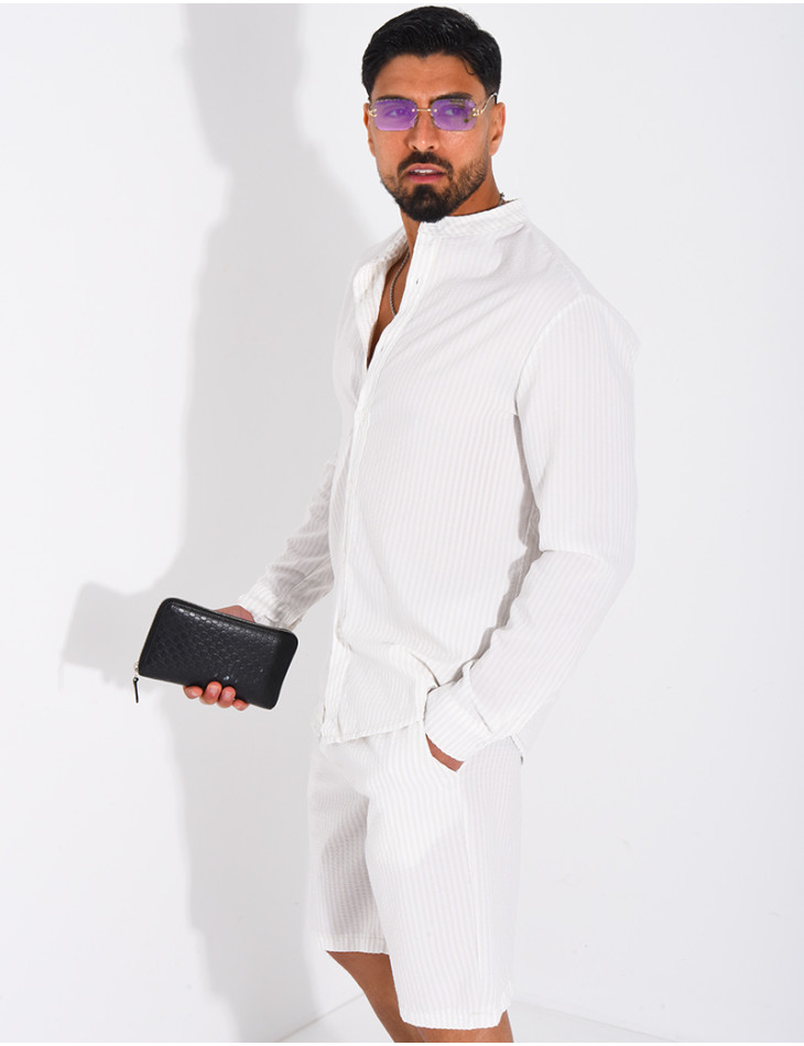 Ensemble short et chemise à rayures