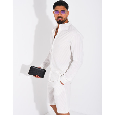 Ensemble short et chemise à rayures