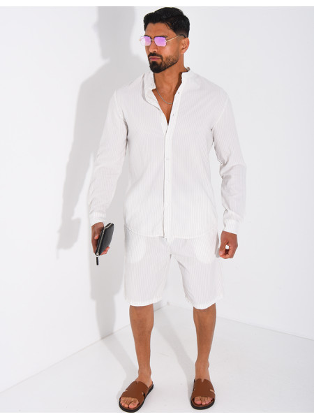 Ensemble short et chemise à rayures