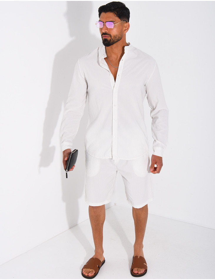 Ensemble short et chemise à rayures