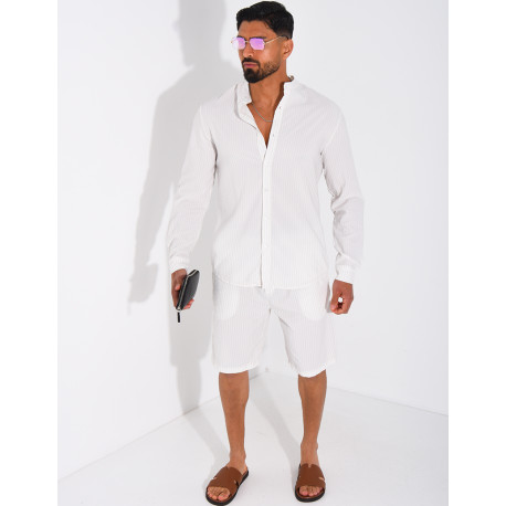 Ensemble short et chemise à rayures