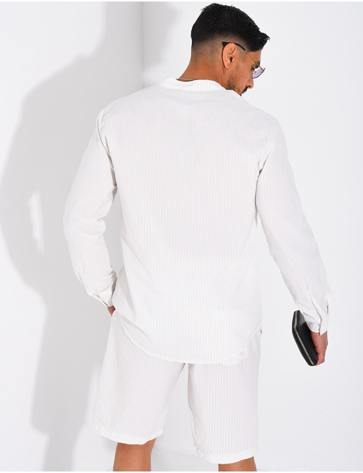 Ensemble short et chemise à rayures