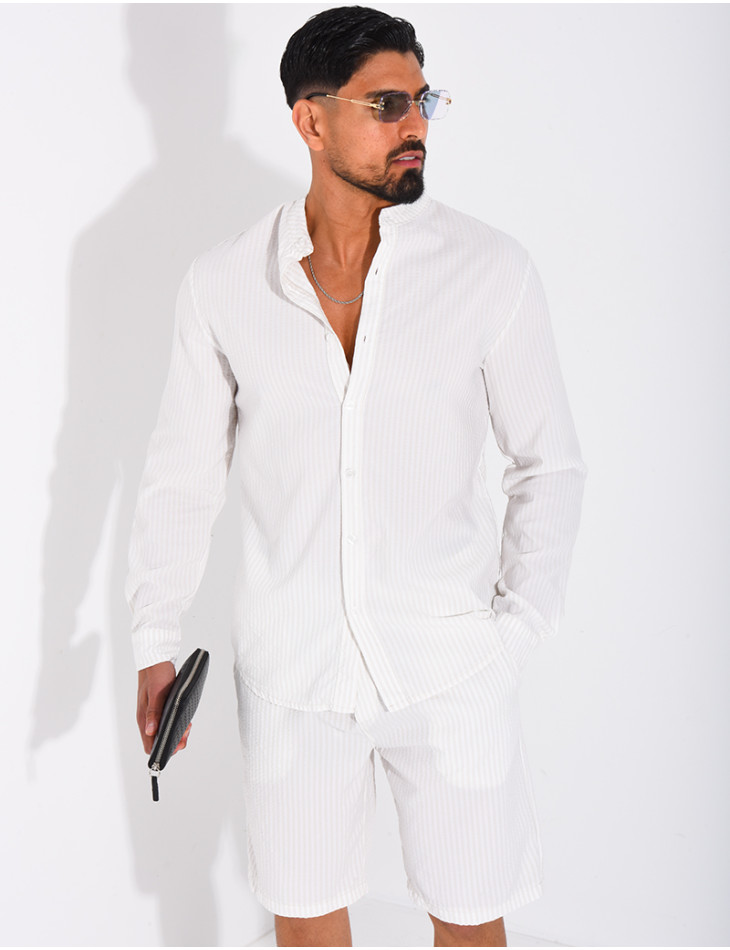 Ensemble short et chemise à rayures