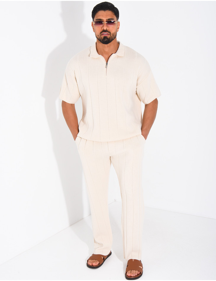 Ensemble pantalon et polo zippé