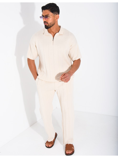 Ensemble pantalon et polo zippé