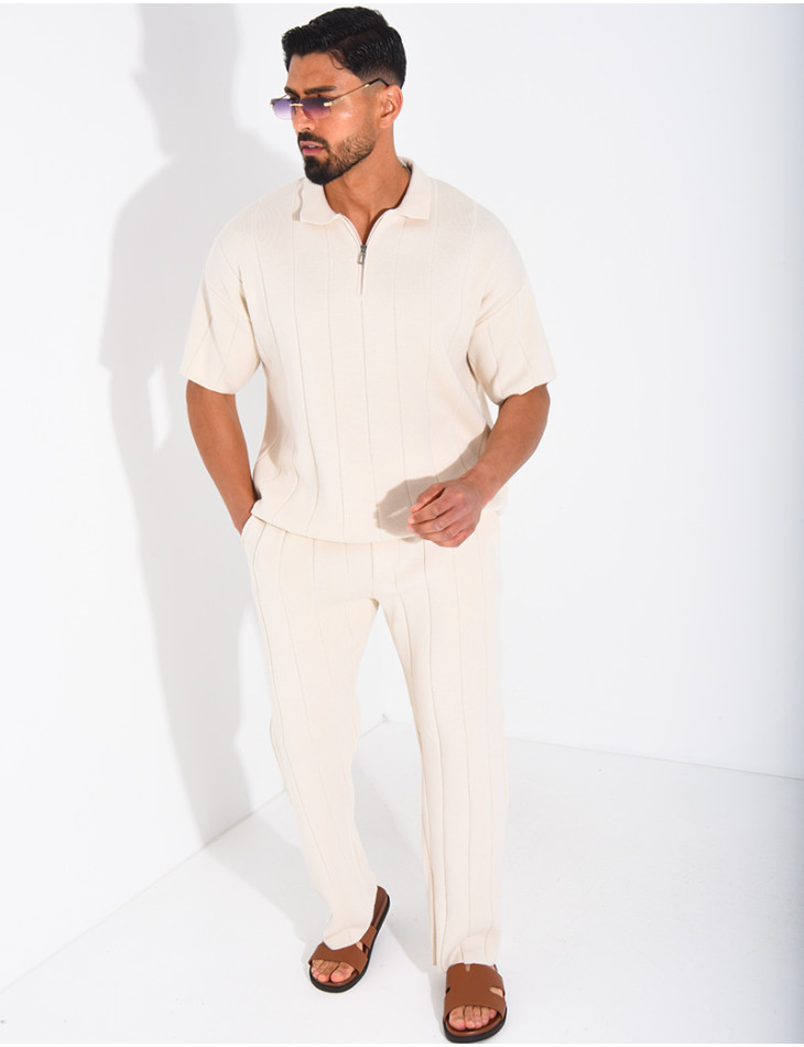 Ensemble pantalon et polo zippé