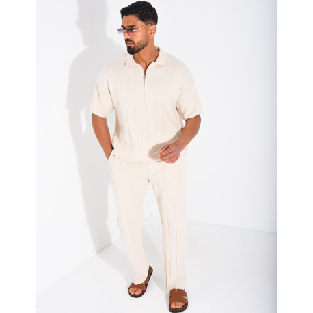 Ensemble pantalon et polo zippé